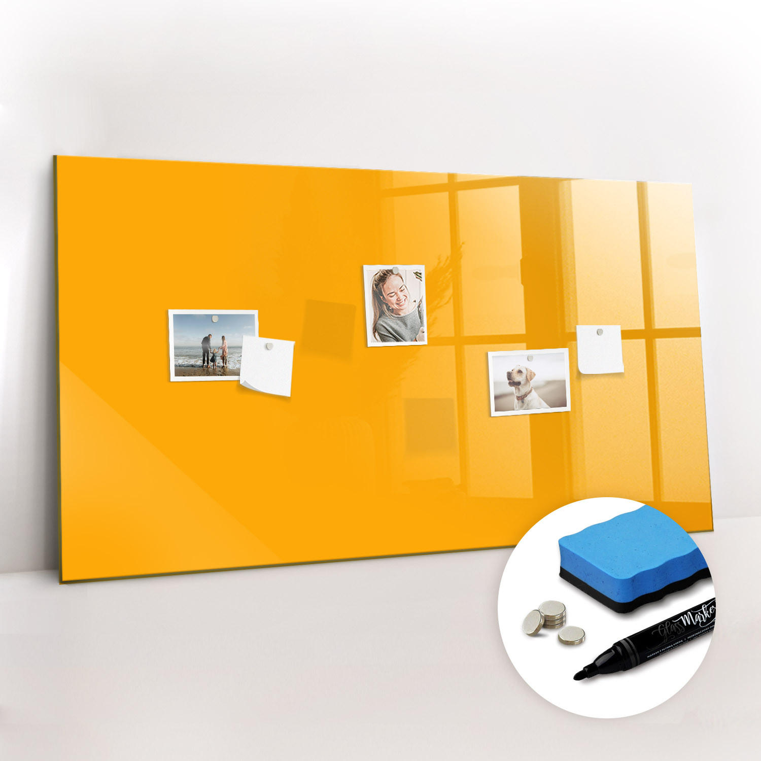 MAGNETTAFEL 120x60 Dunkelgelb schwarzer Marker - Dunkelgelb, Glas (120/0.4/60cm) - TULUP