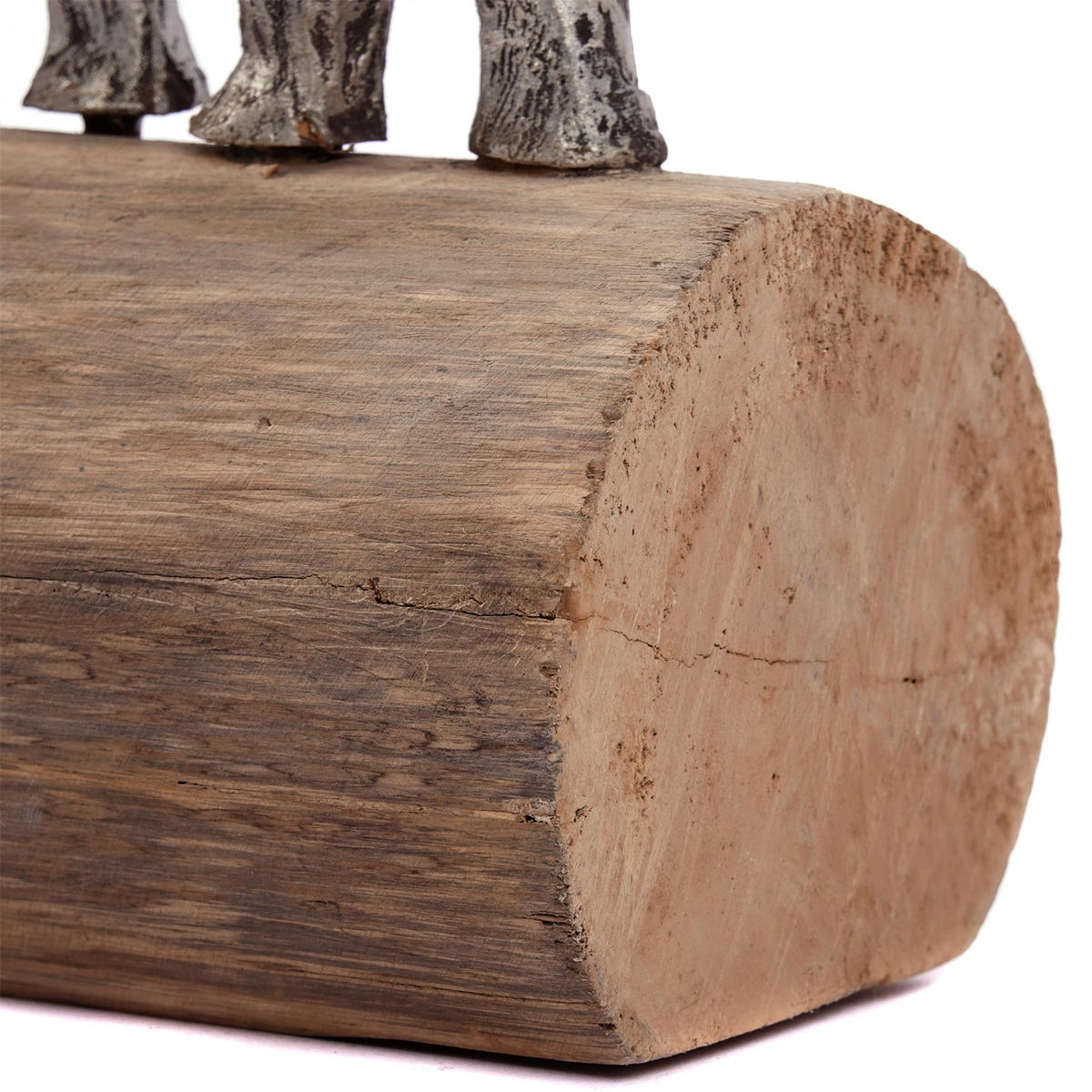 SKULPTUR Family Walk Mangoholz, Aluminium silber-natur - Naturfarben, Holz (57/20/10cm) - CREEDWOOD