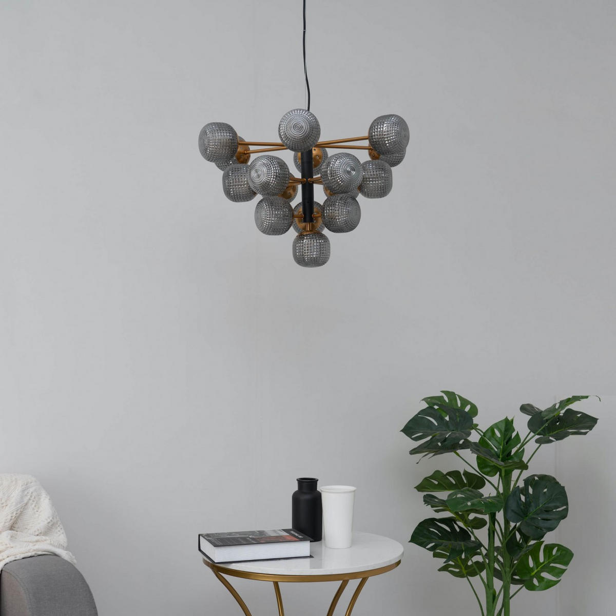 HÄNGELEUCHTE Anastasia, Schwarz und gold, 59cm - Goldfarben, Glas (59/59/41cm) - KOSILUM