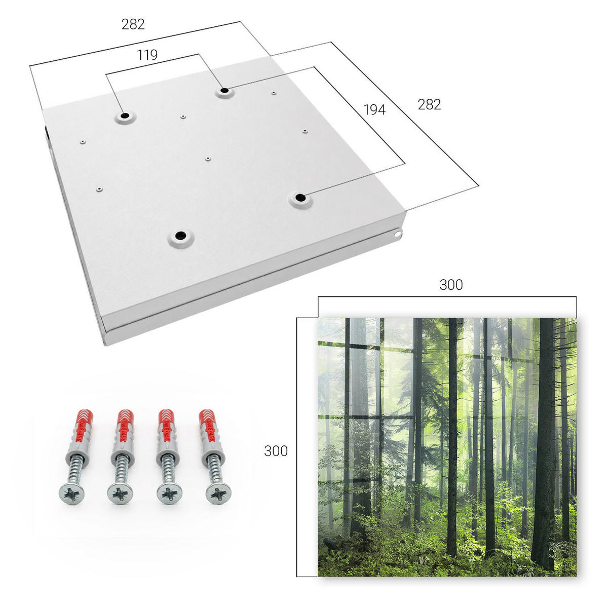 SCHLÜSSELBOX Weiß 30x30 cm – Türöffnung nach rechts - Grüner Wald - Grün, Metall (30/30/5cm) - TULUP