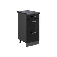 KÜCHENUNTERSCHRANK R-Line Schwarz Hochglanz 40 cm mit Schubladen AP Anthrazit - Schwarz Hochglanz/Anthrazit, Holzwerkstoff (40/81.6/60cm) - Vicco