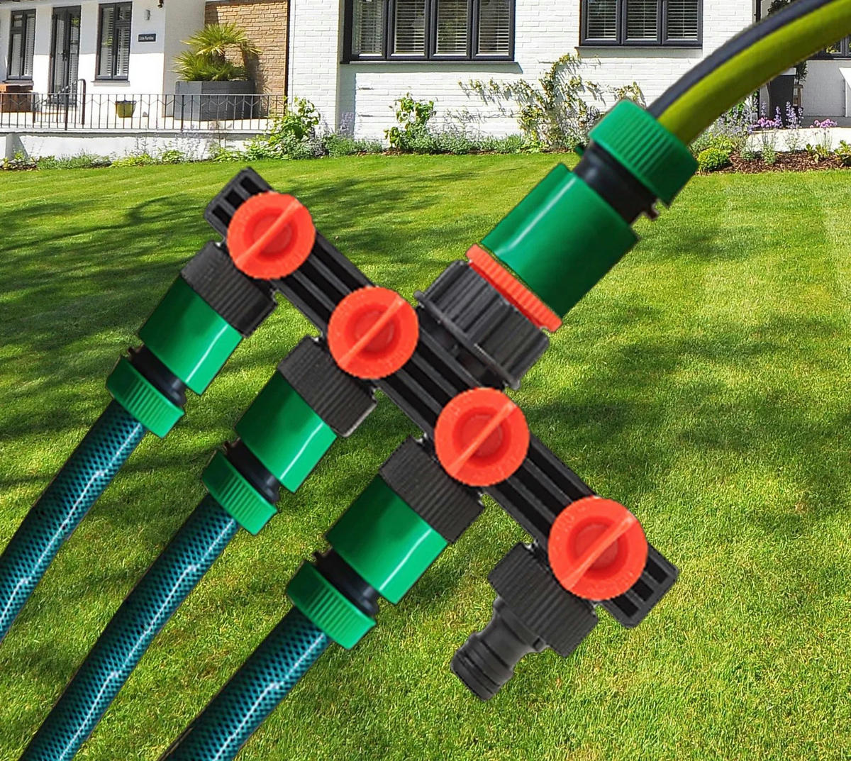 GARTENSCHLAUCH-VERBINDER-SET 4-fach, Schwarz, Kunststoff - Schwarz, Kunststoff (36/40/23cm) - Westfalia