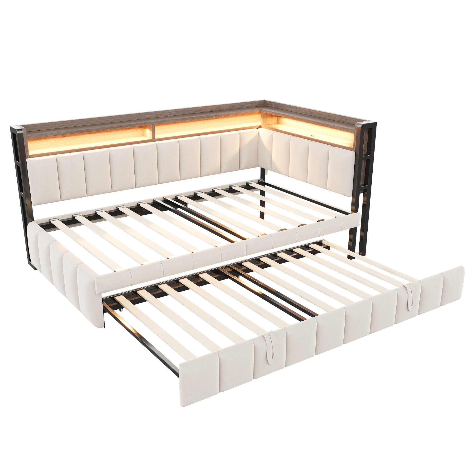ComfortXL Ausziehbett Beige 90x200 cm