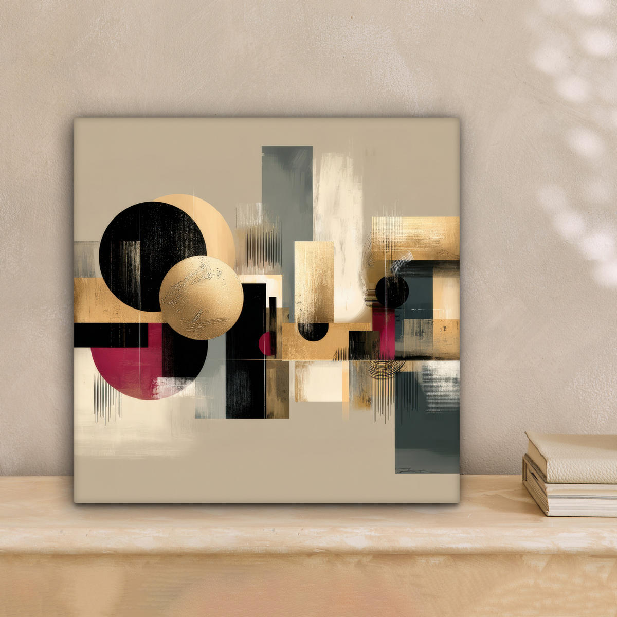 LEINWANDBILD Abstrakt - Formen - Beige - Texturen Deko Wohnzimmer 20x20 cm - Beige, Textil (20/20cm) - MuchoWow