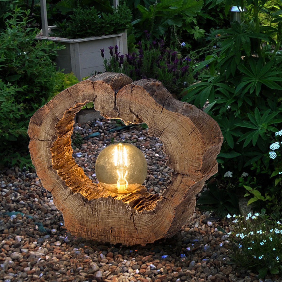 LED AUSSENLEUCHTE Baumscheibe Holzoptik Braun 2er Set - Braun, Kunststoff (30.5/8.5/25.5cm) - Globo Lighting
