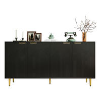 SIDEBOARD aus MDF und Spanplatte 160x40x80 cm Schwarz mit 4 Türen, verstellbaren Einlegeböden und Sanftschließfunktion - Schwarz, Holzwerkstoff (160/80/40cm) - Modfu