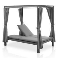 DOPPELLIEGE Loungebett Kreta grau/ dunkelgrau - Grau, Metall (147/207/207cm) - Juskys