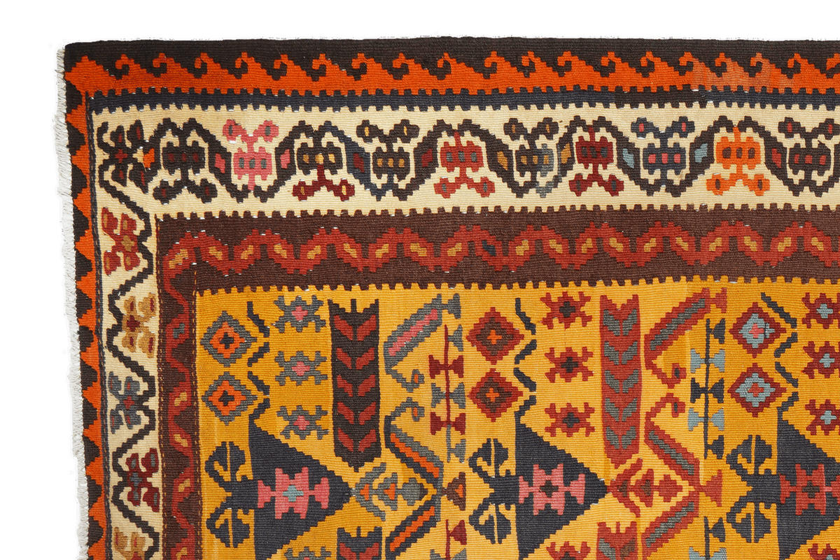 HANDWEBTEPPICH KELIM Ardebil Gelb 306/184 cm Schurwolle - Gelb, Textil (184/306cm) - Looma