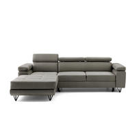 ECKSOFA NORIS L Links mit Schlaffunktion 128x203 Velours Taupe - Taupe/Schwarz, Holz/Textil (250/183cm) - Muffo