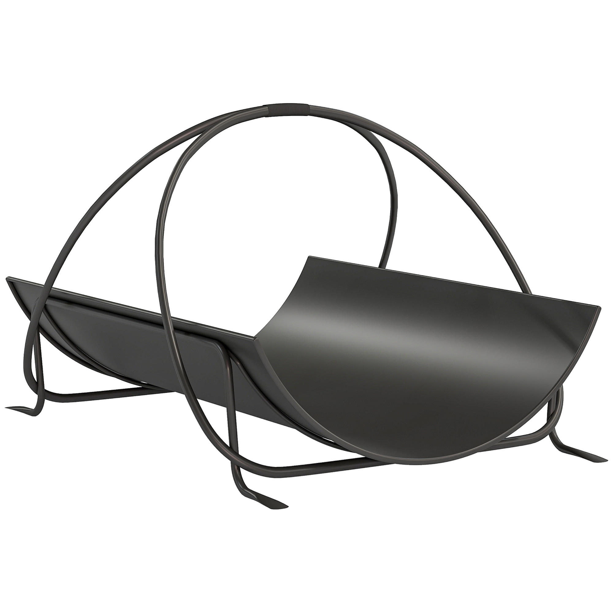 KAMINHOLZREGAL für innen 51 x 38 x 33cm geometrische Brennholzregal mit Griff - Schwarz, Metall (38/33/51cm) - Outsunny