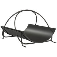 KAMINHOLZREGAL für innen 51 x 38 x 33cm geometrische Brennholzregal mit Griff - Schwarz, Metall (38/33/51cm) - Outsunny