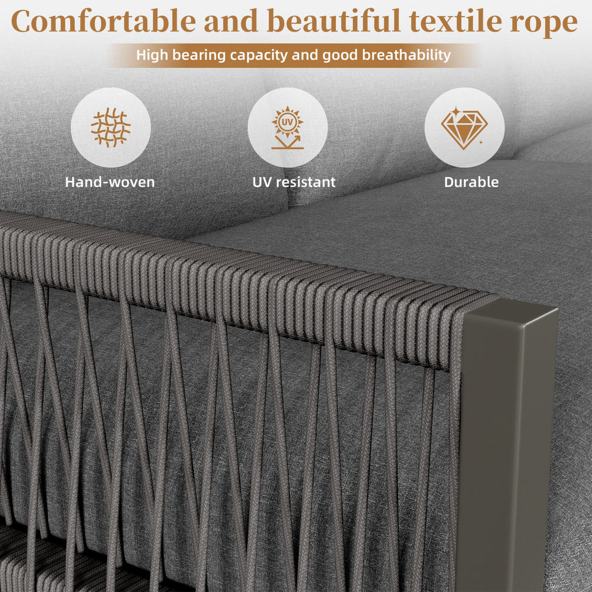 LOUNGEGARNITUR Grau aus Metall und Polyester 5er Set - Grau, Metall - OKMYHOME