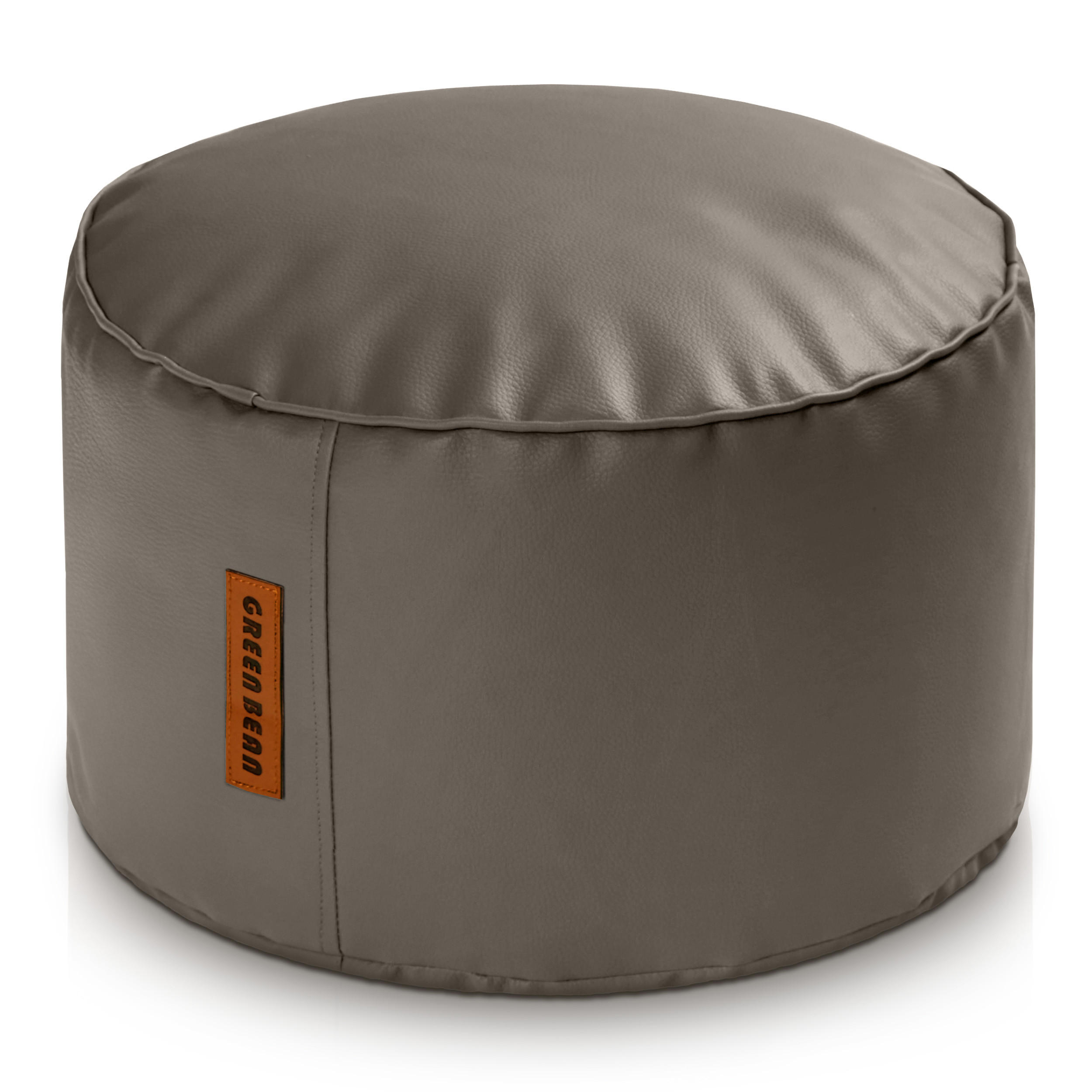 INDOOR HOCKER Stay rund Kunstleder - Hellbraun, Textil (43/30/30cm) - Green Bean