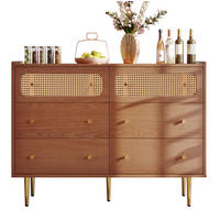 KOMODA, 120/40/90 cm, drvo i metal, boja oraha, 6 ladica s ratanom - prirodne boje, metal (120/90/40cm) - Modenvie