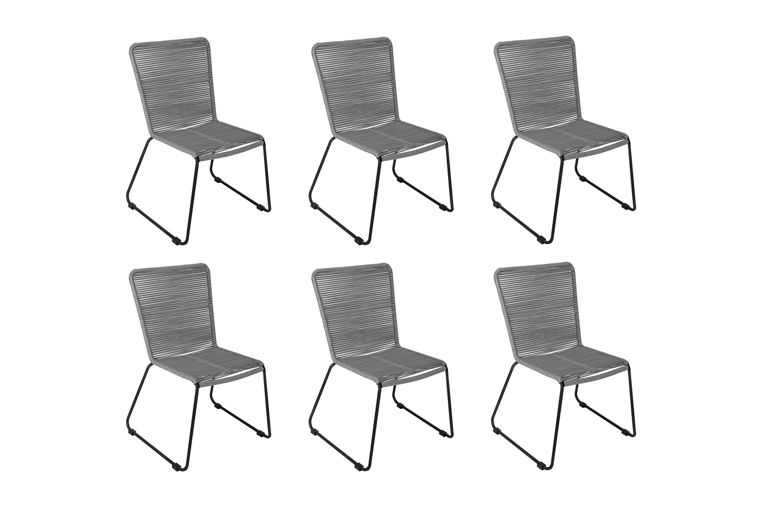 GARTENSTUHL 6ER-SET ISRA - Schieferfarben/Anthrazit, Textil/Metall (58/88/55cm) - SAM