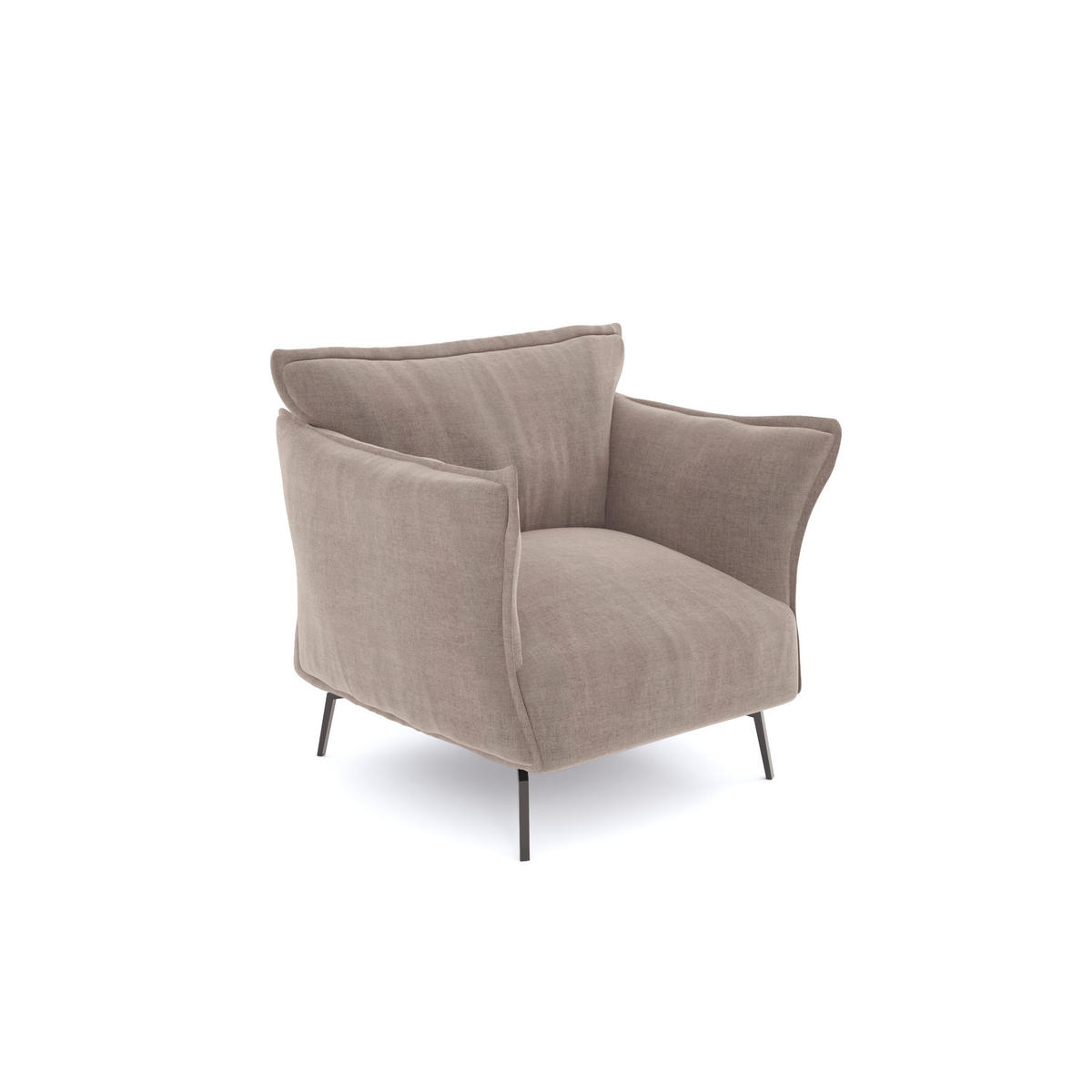 SESSEL Samt Taupe 102cm - Taupe, Textil (102/90/105cm) - Sia Home