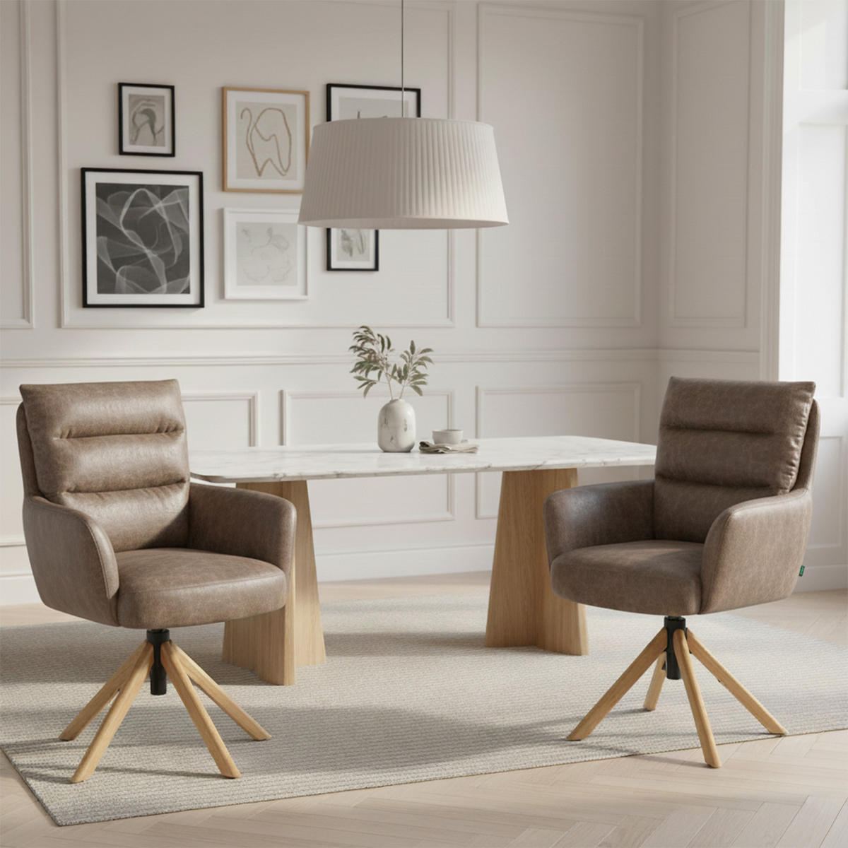 BÜROSTUHL Mika-Tesa - Honigeiche/Taupe, Eichenholz/Holz (59/95/66cm) - DUBI Möbel