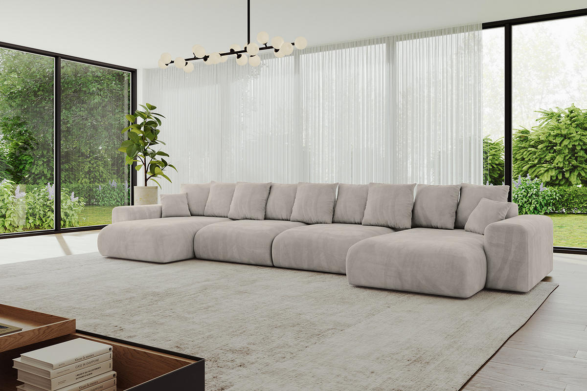 WOHNLANDSCHAFT mit Schlaffunktion ESKAR-U2-464x176x72cm Hellbraun - Hellbraun, Holzwerkstoff/Kunststoff (176/72/464cm) - ALTDECOR
