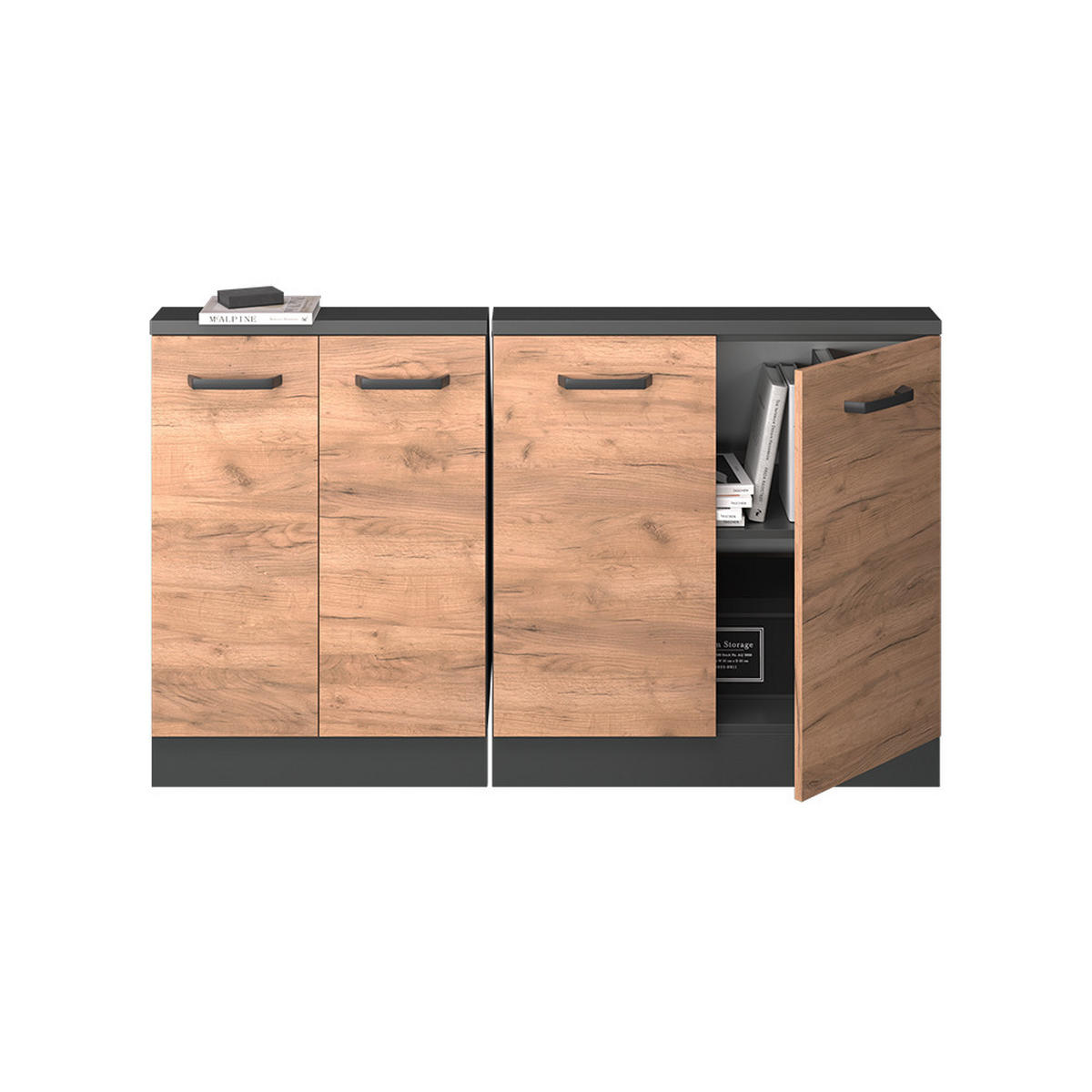 DACHSCHRÄGENSCHRANK-SET Rion Goldkraft Eiche/Anthrazit 2er Set - Honigeiche/Anthrazit, Holzwerkstoff (140/81.6/46cm) - Vicco