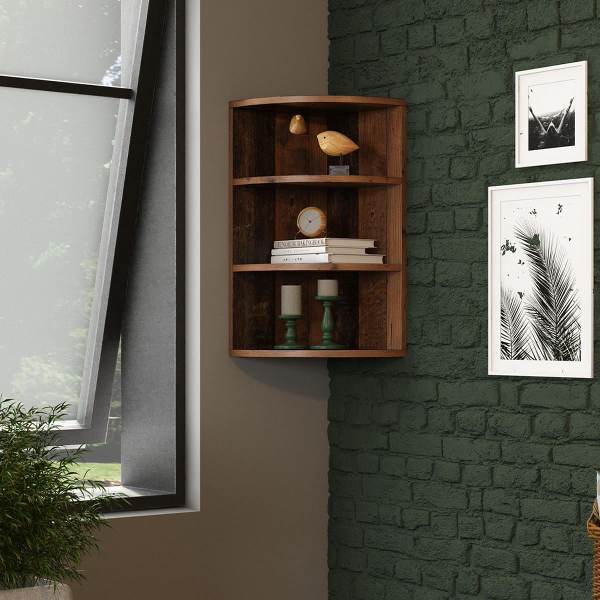 ECKREGAL Ecki Antikholz 30 x 60 cm - Alteiche, Holzwerkstoff (30/60/30cm) - Vicco