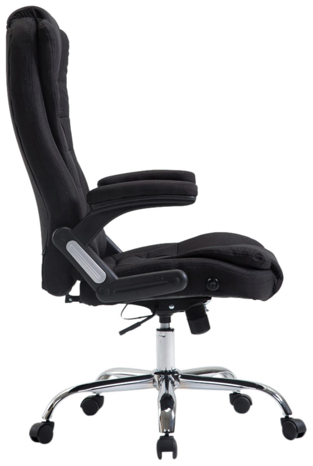 CHEFSESSEL Stoff schwarz - Chromfarben/Schwarz, Textil/Metall (69.5/113/78cm) - CLP