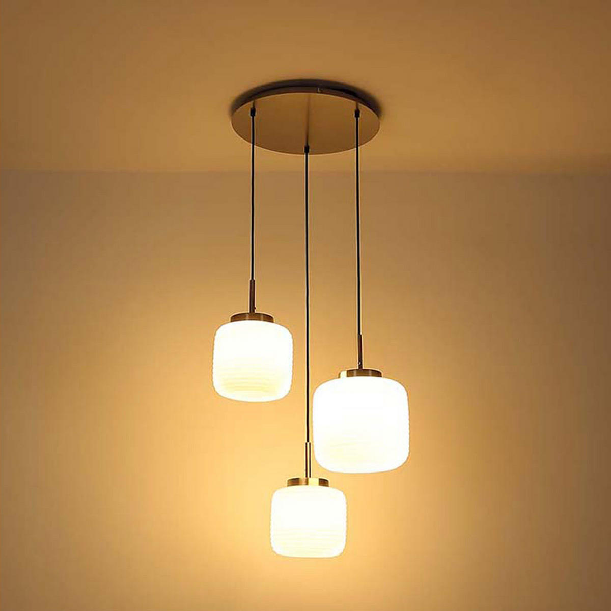 LED HÄNGELEUCHTE Metall Weiß KLADORA - Orange, Glas (52.5/52.5/130cm) - Globo Lighting