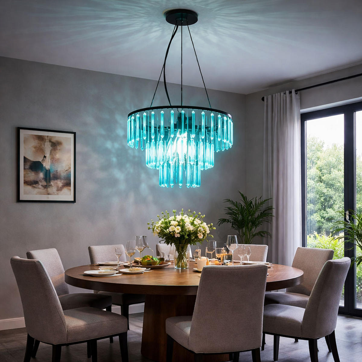 LED HÄNGELEUCHTE Metall Kristalloptik Schwarz - Schwarz, Glas (40/40/120cm) - Globo Lighting