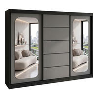 SCHWEBETÜRENSCHRANK BELANO 200 cm. Innenausstattung: Comfort plus - Schwarz/Graphitfarben, Holzwerkstoff (200/215/59.5cm) - A&J MöbelLand