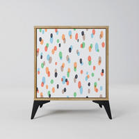 SIDEBOARD ENERGETIC SPOTS, Eichefarben, 57,5x42x70,5 cm, Schwarze Metall-Sternfüße - Eichefarben/Multicolor, Holzwerkstoff/Metall (57.5/70.5/42cm) - SpaceRebels