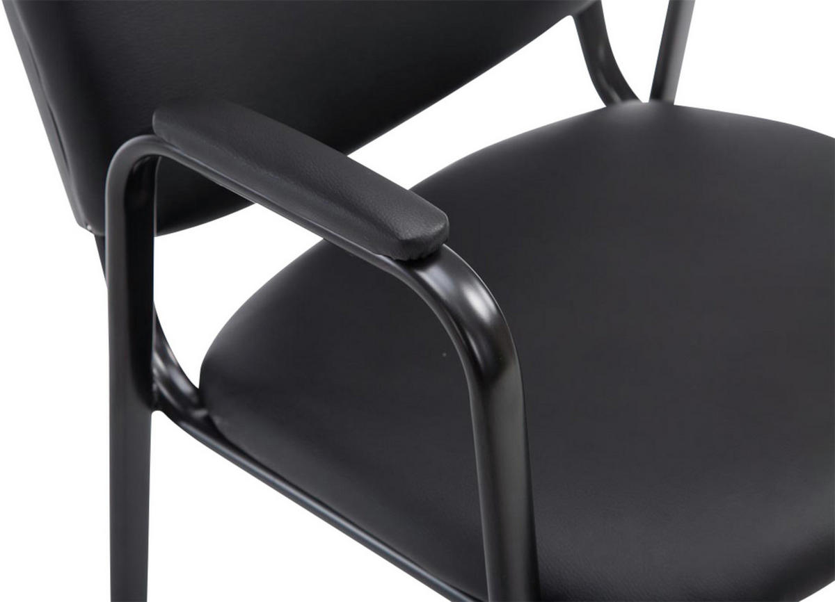 BESUCHERSTUHL 4er Set Lederlook schwarz - Schwarz, Textil/Metall (53/79/55cm) - CLP