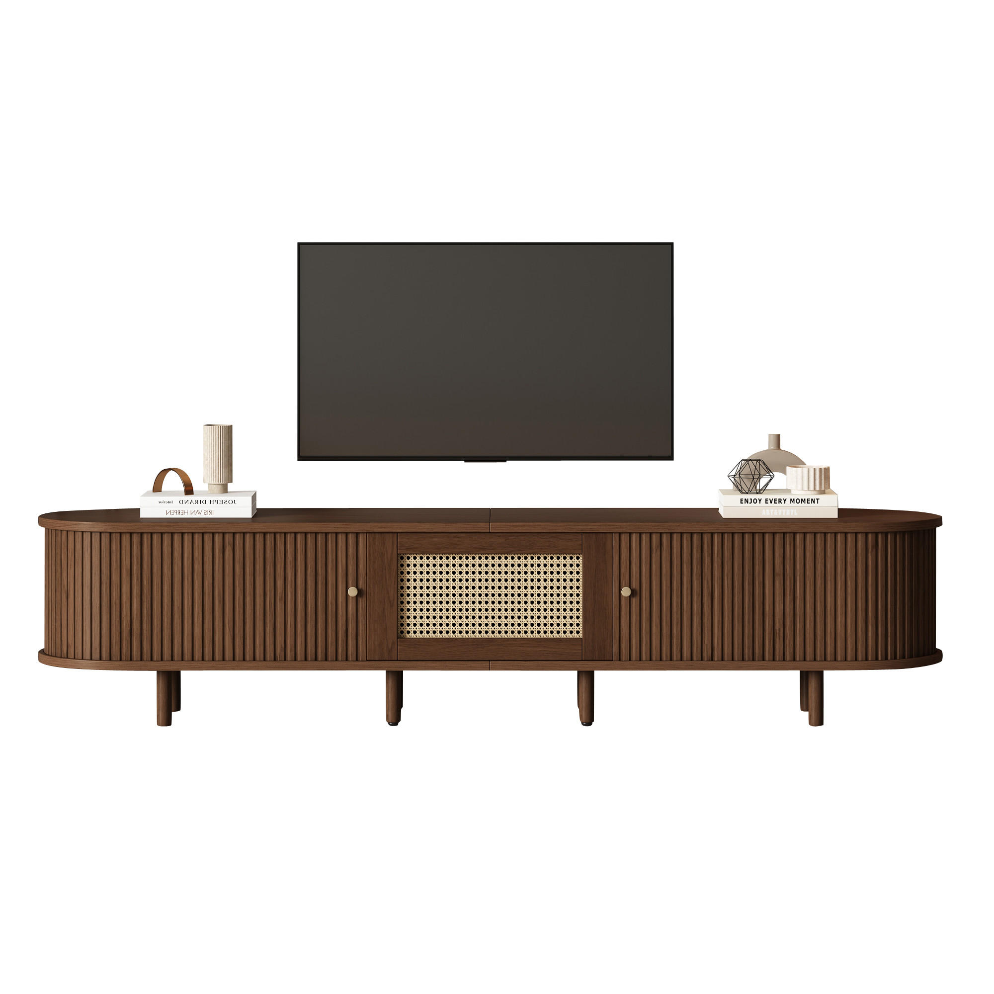 TV-LOWBOARD Rattanoptik Dunkelbraun 180/40/40 cm - Eichefarben, Holz (180/40/40cm) - PANGIVO