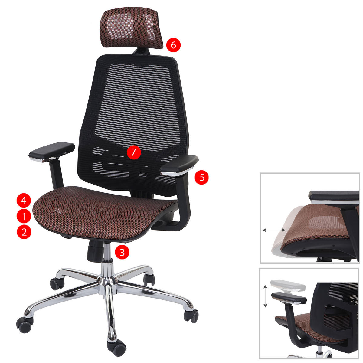 BÜROSTUHL Orange, Schwarz - Schwarz/Orange, Textil (65/120/62cm) - MCW