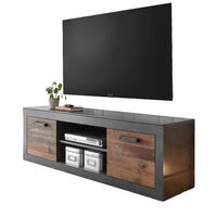 TV-LOWBOARD Old Used Wood Shabby Design mit Matera grau, TV-Unterteil, 153 x 51 cm - Dunkelgrau/Braun, Holzwerkstoff/Kunststoff (153/51/43cm) - Furn.Design