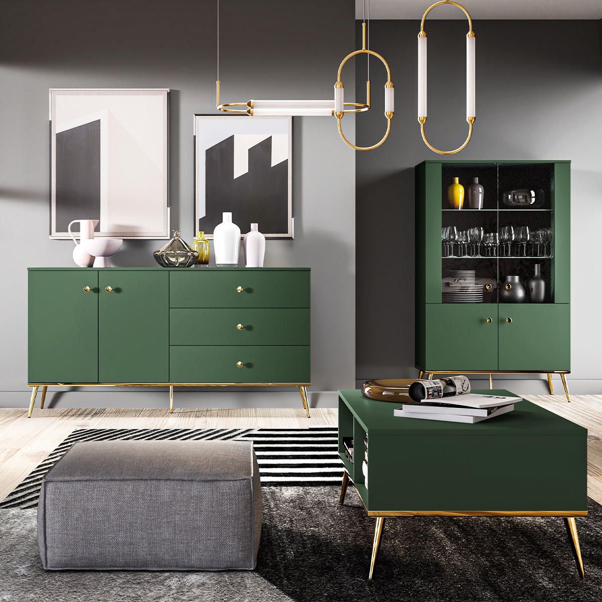 SIDEBOARD Thalia Grün - Grün, Holzwerkstoff (160/85/40cm) - Petits-meubles