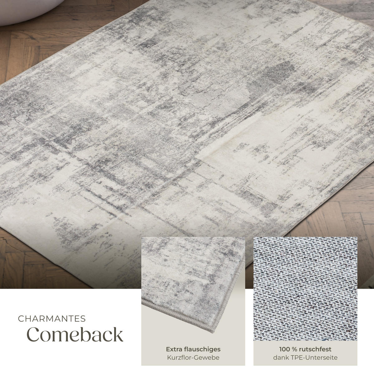 TEPPICH Vintage Design Nadira,rutschfeste Unterseite,beige/grau - Beige/Grau, Textil (120/170cm) - tectake
