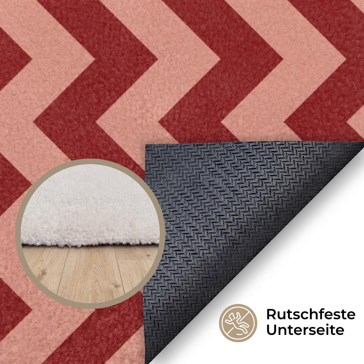 KOBERCE - Cikcak - Pruhy - Vzor - Červená - 180x120 cm - červená, textil/plast (180/0.4cm) - OnlyWow