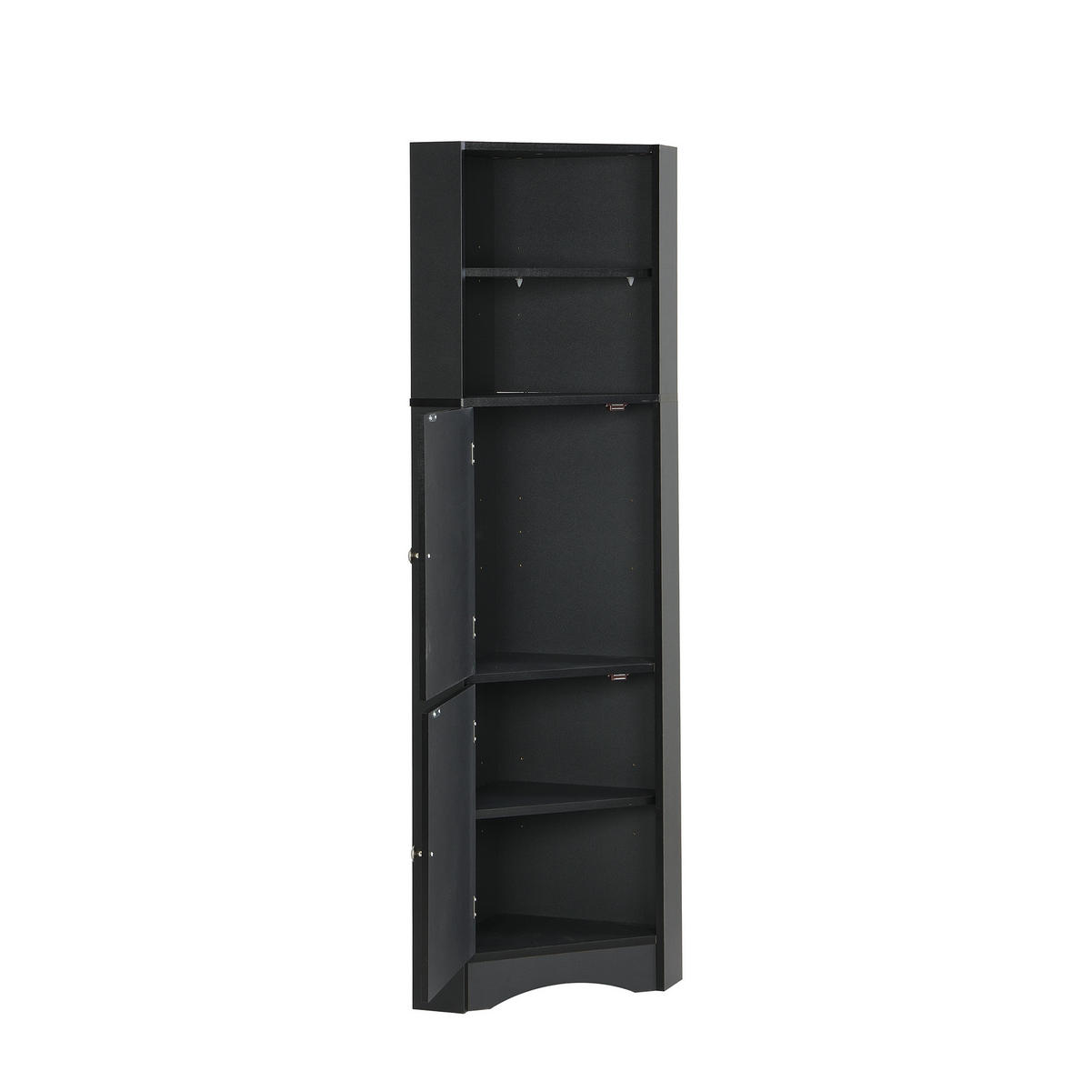 HOCHSCHRANK Schwarz Eckschrank mit verstellbarem Einlegeboden 36,5/36,5/155 cm - Schwarz, Holzwerkstoff (36.5/155/36.5cm) - PANGIVO
