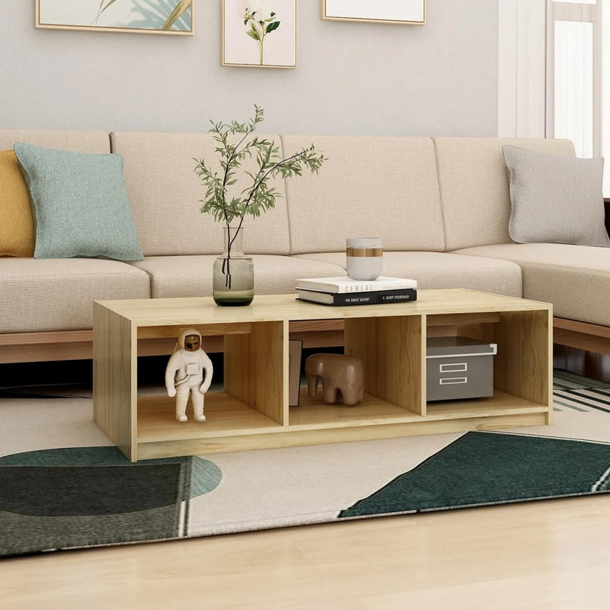 COUCHTISCH 110x50x34 cm Massivholz Kiefer - Braun, Holz (110/50/34cm) - furnicato