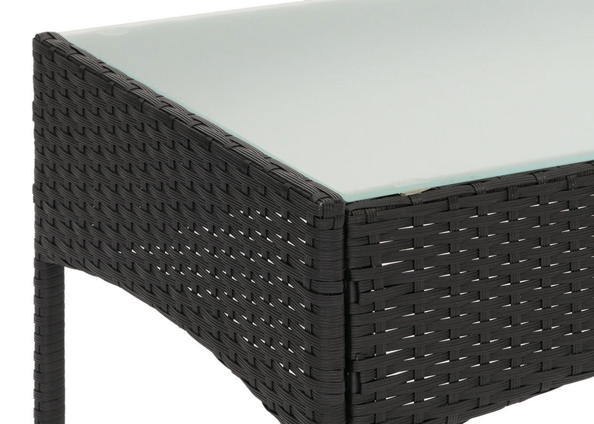 POLY-RATTAN GARTENTISCH rechteck Schwarz - Schwarz, Kunststoff (48/79/38cm) - MCW