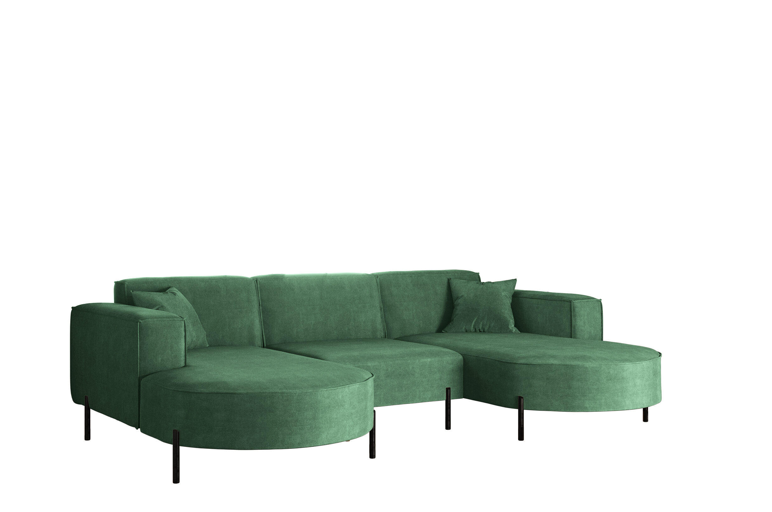 ECKSOFA U-Form Designer Modena Rein Stoff Noel Pistazien - Grün, Holz (165/299cm) - Kaiser Möbel