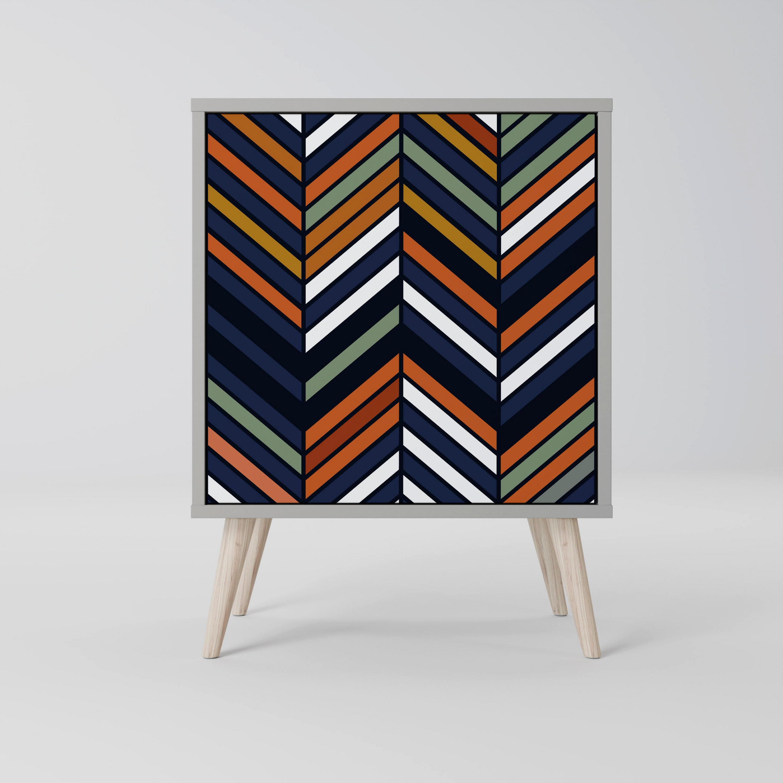 SIDEBOARD VIBRANT PATCHWORK, Grau, 57,5x42x77,5 cm, Schräge Buchenholzfüße - Buchefarben/Multicolor, Holzwerkstoff/Buchenholz (57.5/77.5/42cm) - SpaceRebels