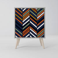 SIDEBOARD VIBRANT PATCHWORK, Grau, 57,5x42x77,5 cm, Schräge Buchenholzfüße - Buchefarben/Multicolor, Holzwerkstoff/Buchenholz (57.5/77.5/42cm) - SpaceRebels
