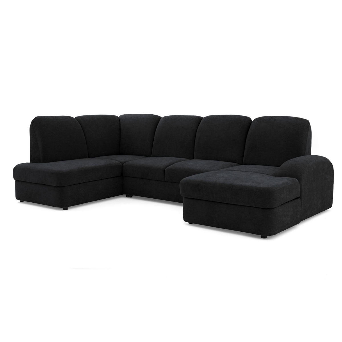 ECKSOFA VIBE U Links mit Schlaffunktion 129x263 Chenille Anthrazit - Anthrazit/Schwarz, Holz/Kunststoff (280/102/186cm) - Muffo