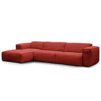 3-SITZER ECKSOFA mit Longchair - Rot/Schwarz, Kunststoff/Textil (317/173cm) - home24