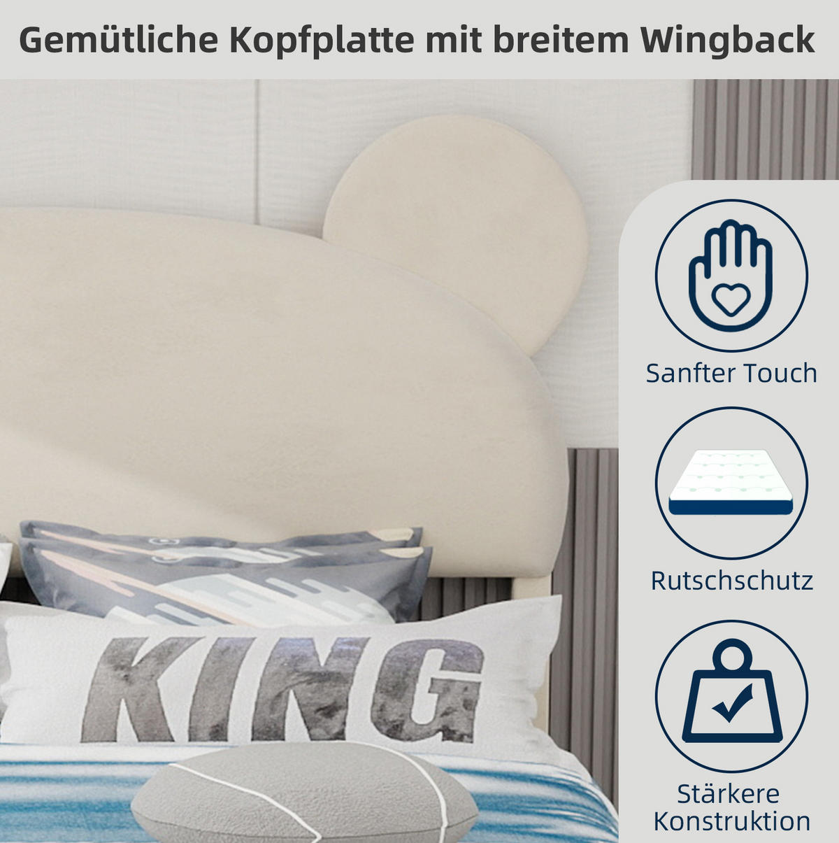 POLSTERBETT 140/200 cm beige aus Stoff und Metall mit Stauraum - Beige, Textil (140/200cm) - OKWISH