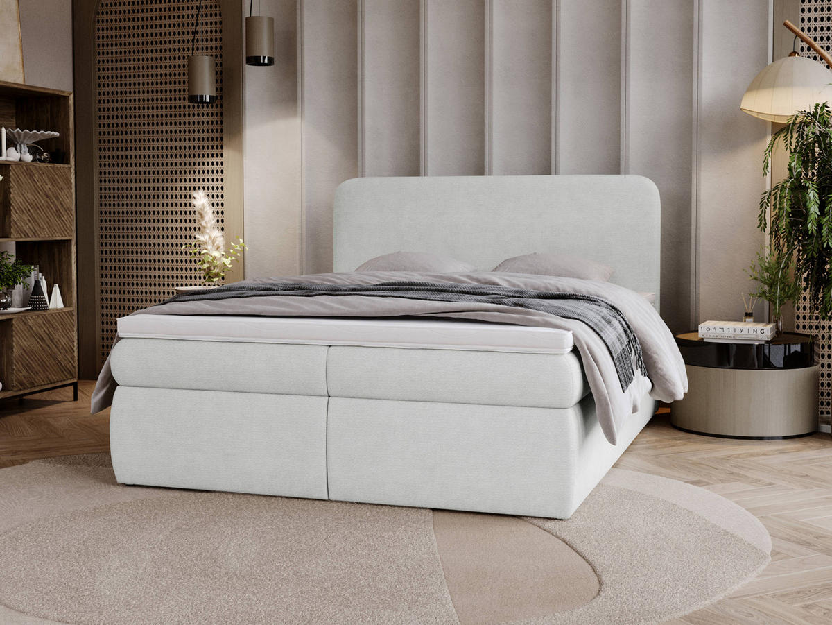 BOXBETT Bonny - H3 - Hellgrau/Schwarz, Holz/Holzwerkstoff (160/200cm) - MIRJAN24