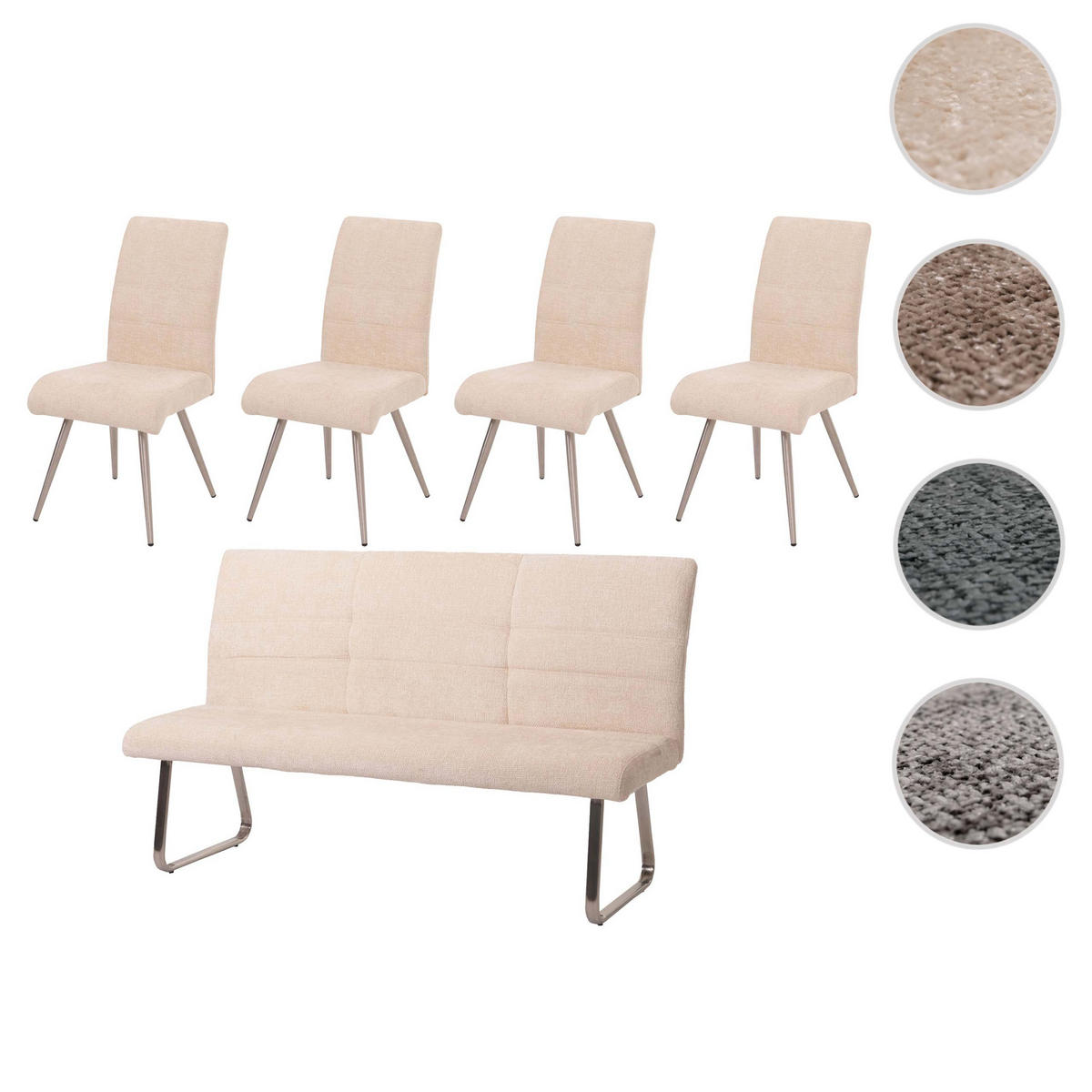 ESSZIMMER-SET Beige 5er-Set - Beige, Textil (180/99/65cm) - MCW