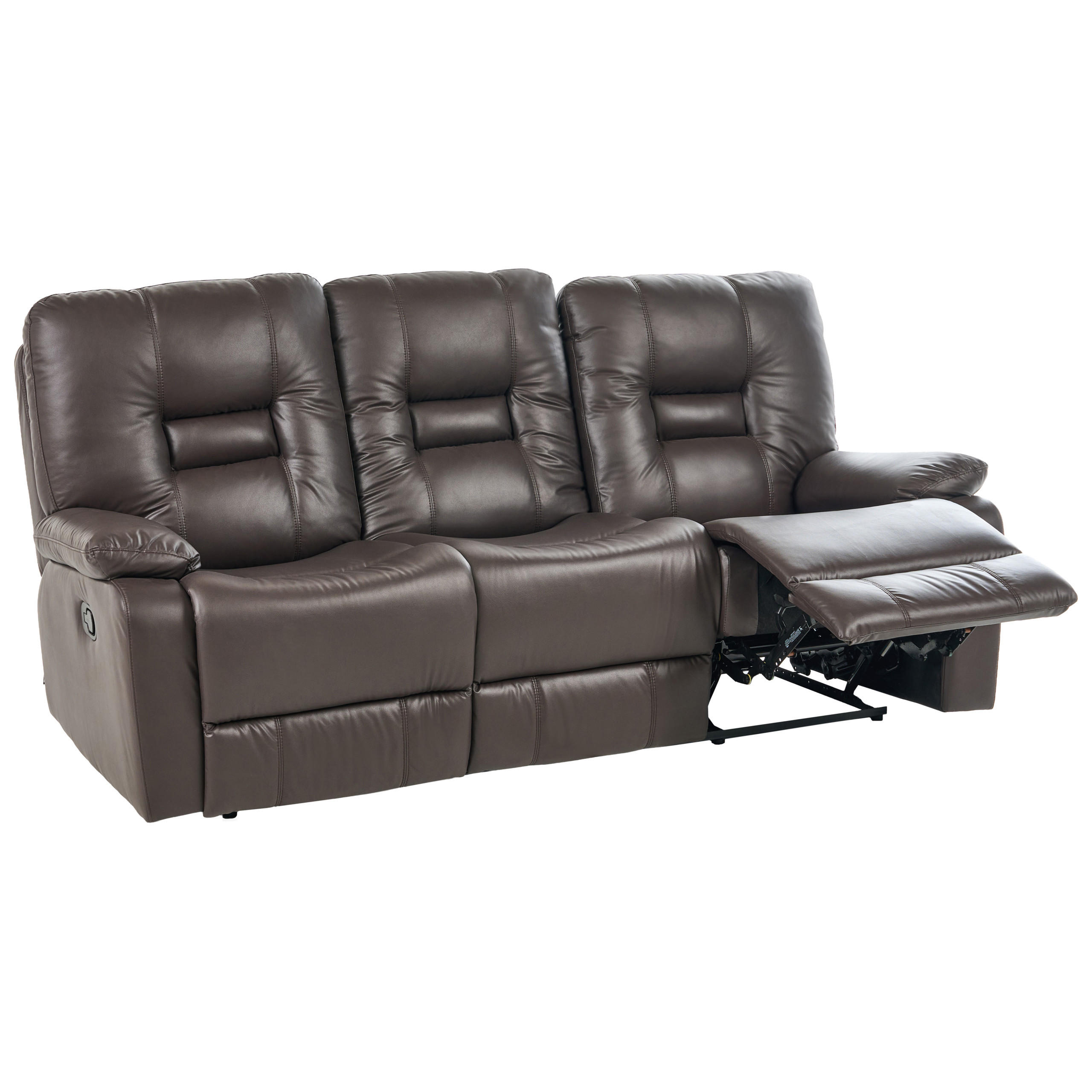 3-SITZER-SOFA Kunstleder Braun Bergen - Dunkelbraun, Kunststoff/Textil (204/101/73cm) - Beliani