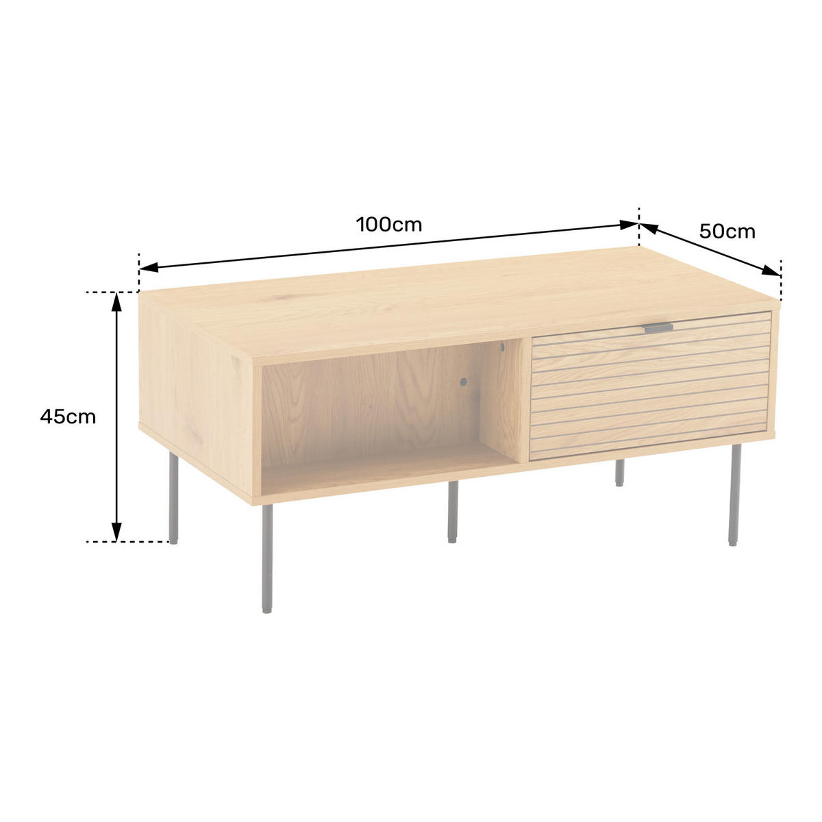 COUCHTISCH Stinna - Braun, Holzwerkstoff (100/50/45cm) - Happy Garden