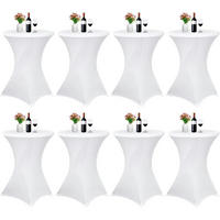 STEHTISCH Husse 8er-Set Stretch für Bistrotisch Ø 80-85 cm Weiß - Weiß, Textil (80/110cm)